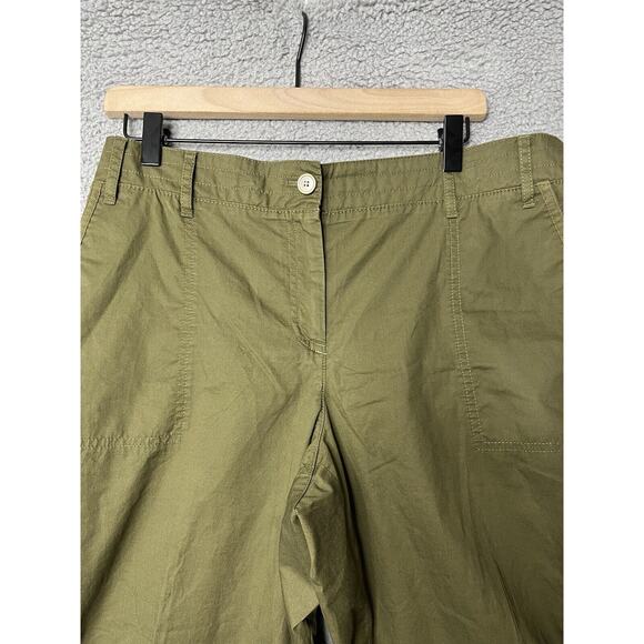 Talbots Pants 10 Medium Crop Ankle Cuffed Olive Green Chino Straight Hike Retro - Picture 2 of 14
